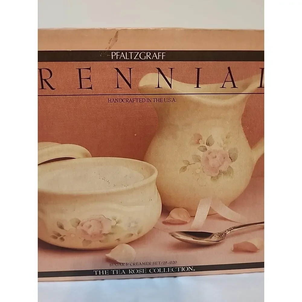 Pfaltzgraff Tea Rose Covered Sugar and Creamer new in box